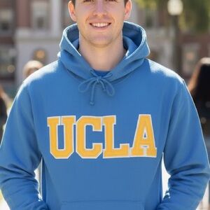 VINTAGE UCLA BRUINS SWEATSHIRT HOODIE LETTERMAN BLUE YELLOW COLOR VARSITY PREPPY